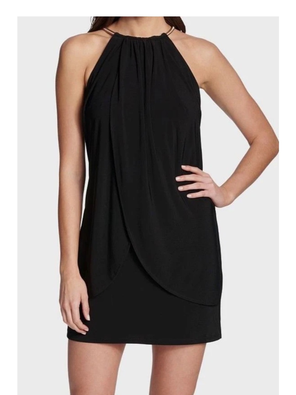 Kensie Black Halter Overlay Mini Dress size 6